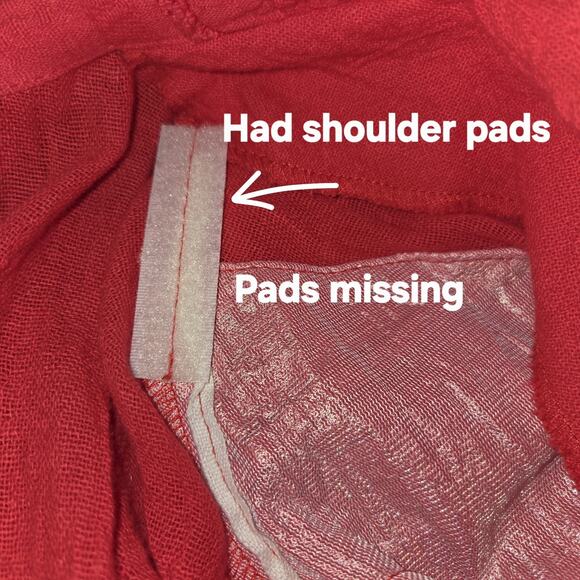 Saint Germain Paris Red Blouse Top XL Crinkled Gauze Lagenlook VTG 90s Button Up - Picture 11 of 16